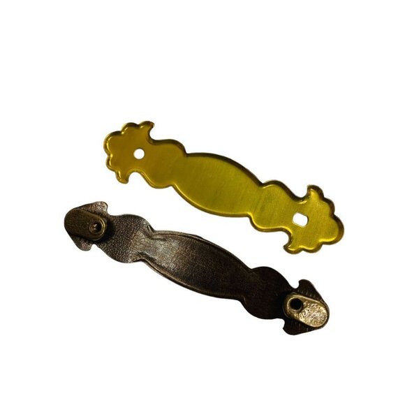 Set of 4 Vintage Style Drawer Pulls with Backplates 3" Center to Center 4 1/4"L - Picture 6 of 7